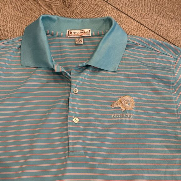 Peter Millar Summer Comfort Polo Shirt Mens Medium Blue Bighorn Golf Preppy - Picture 1 of 7